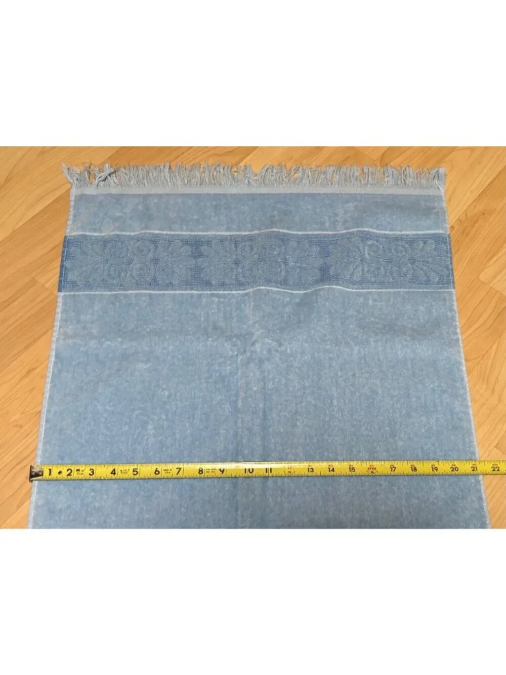 Vintage Cannon Monticello Santa Cruz Lt. Blue Decorative Bath Towel Fringe Trim